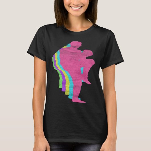 Baseball Pitcher Throw Player 80s Colors 1980s T-Shirt (Vorderseite)