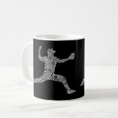 Baseball Pitcher Typografy Art Kaffeetasse (Vorderseite Links)