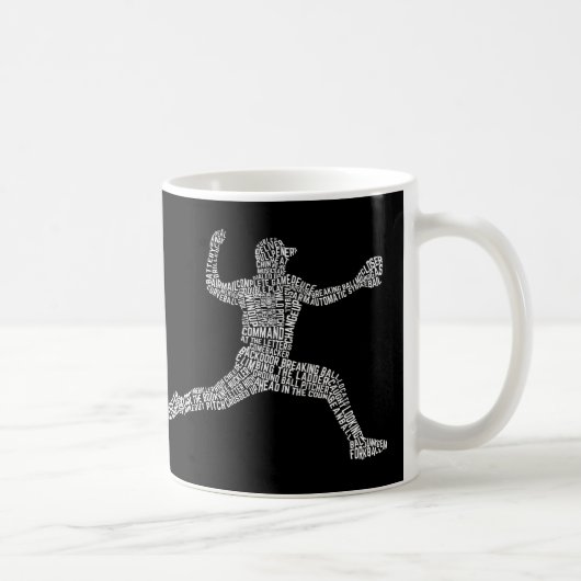 Baseball Pitcher Typografy Art Kaffeetasse (Rechts)