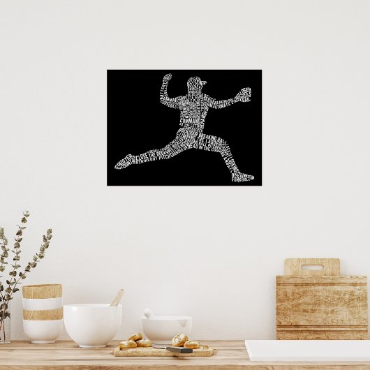 Baseball Pitcher Typografy Art Poster (Küche)