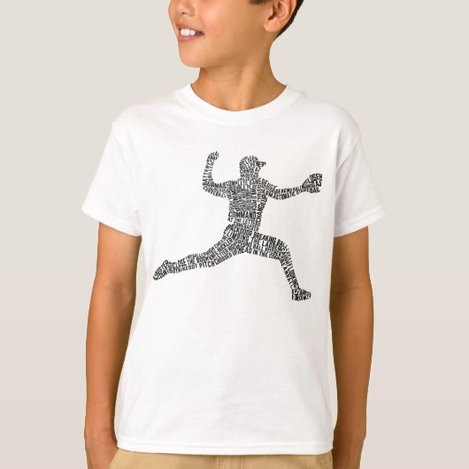 Baseball Pitcher Typografy Art T-Shirt (Vorderseite)