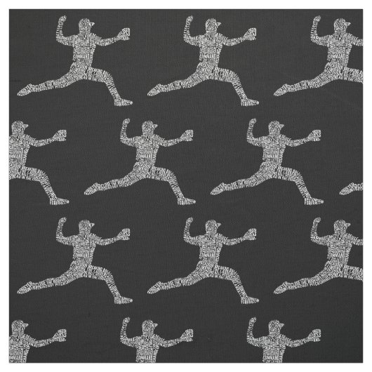 Baseball Pitcher Word Art Typografie Stoff (Muster)