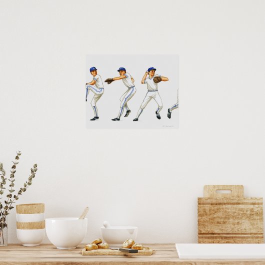 Baseball-Pitching-Technik, mehrere Bilder Poster (Küche)