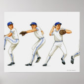 Baseball-Pitching-Technik, mehrere Bilder Poster (Vorne)