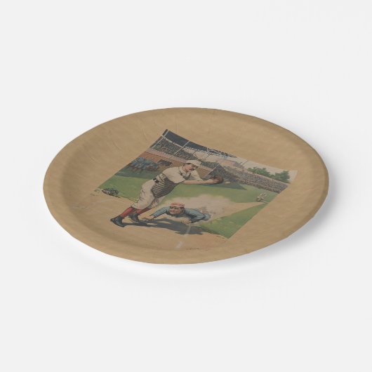 Baseball-Plakatpapier Pappteller (Schrägansicht)
