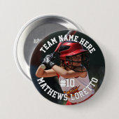 Baseball Player Add Name Number Team und Foto Button (Vorne & Hinten)