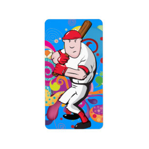 Baseball Player Adressaufkleber