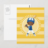 Baseball Player - Afroamerikanischer Junge Postkarte (Vorne/Hinten)