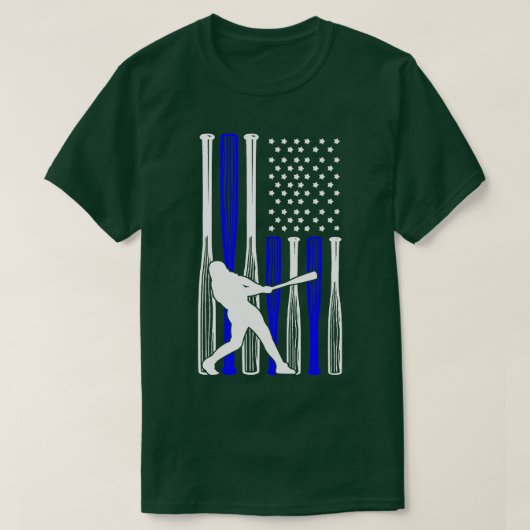 Baseball Player American Flag T-Shirt (Design vorne)