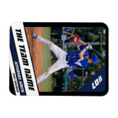 Baseball Player Anpassbar Black Blue Magnet (Horizontal)