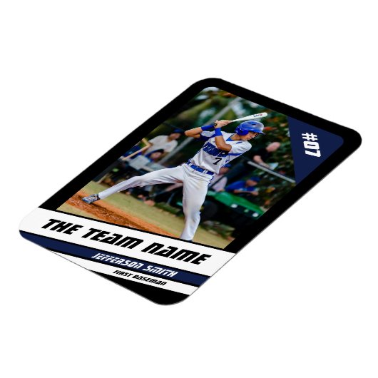 Baseball Player Anpassbar Black Blue Magnet (Linke Seite)