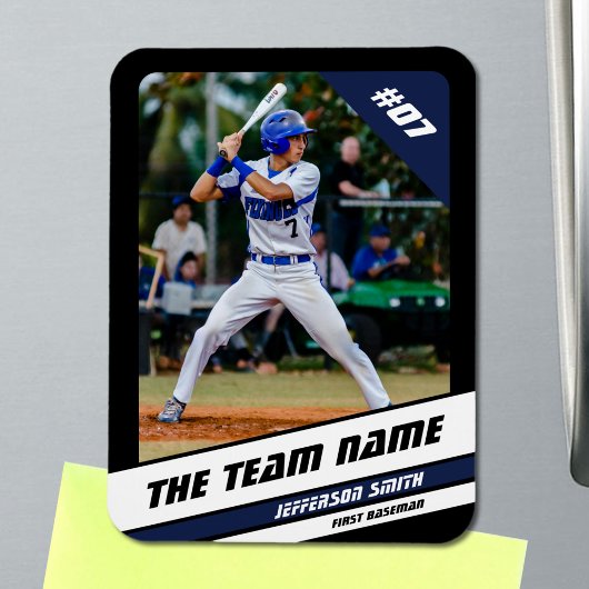 Baseball Player Anpassbar Black Blue Magnet