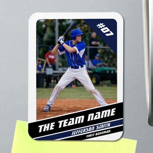Baseball Player Anpassbar White Blue Magnet