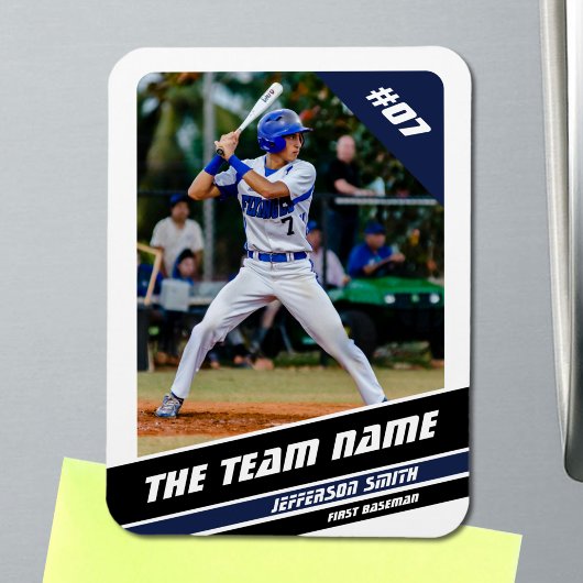Baseball Player Anpassbar White Blue Magnet