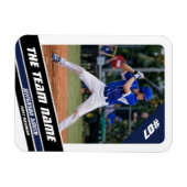 Baseball Player Anpassbar White Blue Magnet (Horizontal)