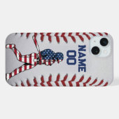 Baseball player Batter with Customizable Number iPhone Hülle (Rückseite (Horizontal))