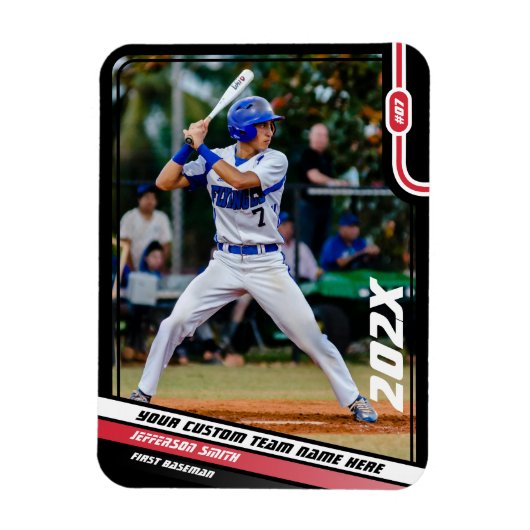 Baseball Player Benutzerdefiniert rot Magnet (Vertikal)