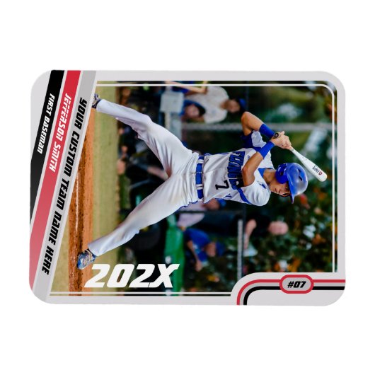Baseball Player Benutzerdefiniert rot Magnet (Horizontal)