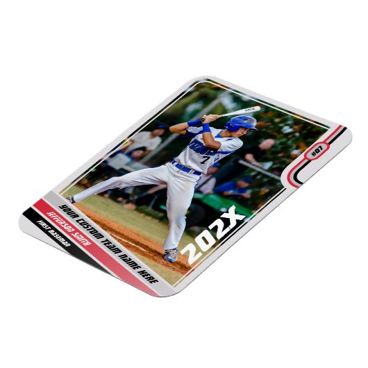 Baseball Player Benutzerdefiniert rot Magnet (Linke Seite)