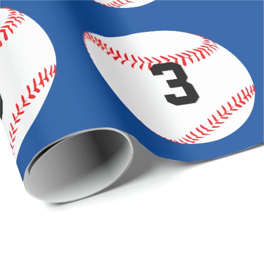 Baseball Player - benutzerdefinierte Jersey-Nummer Geschenkpapier (Rolleneckpunkt)