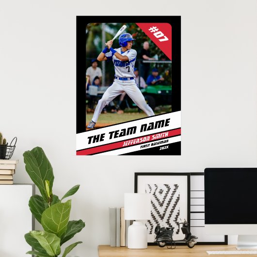 Baseball Player Benutzerdefiniertes Geschenk Schwa Poster (Heimbüro)