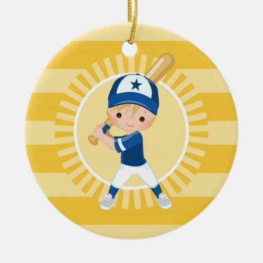 Baseball Player - Blonde Boy Keramik Ornament (Vorne)