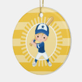 Baseball Player - Blonde Boy Keramik Ornament (Links)