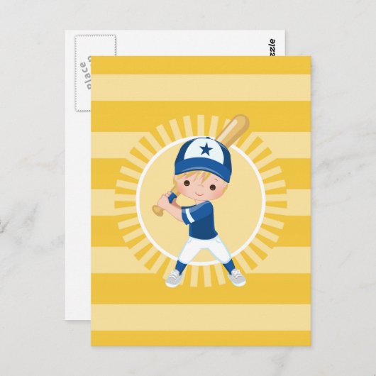 Baseball Player - Blonde Boy Postkarte (Vorne/Hinten)