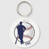Baseball Player Blue Batter Monogram Schlüsselanhänger (Vorderseite)