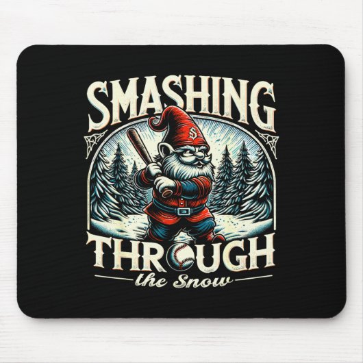 Baseball Player Christmas Gnome, Smashing Through Mousepad (Vorne)