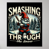 Baseball Player Christmas Gnome, Smashing Through Poster (Vorne)