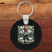 Baseball Player Christmas Gnome, Smashing Through Schlüsselanhänger (Vorderseite)