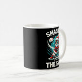 Baseball Player Christmas Santa, Smashing Through  Kaffeetasse (VorderseiteRechts)