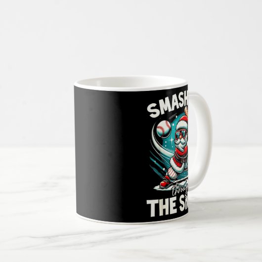 Baseball Player Christmas Santa, Smashing Through  Kaffeetasse (VorderseiteRechts)