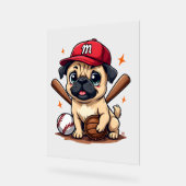 Baseball Player Coach Mops Dog Lover Mops Mama Acrylschild (Winkel)