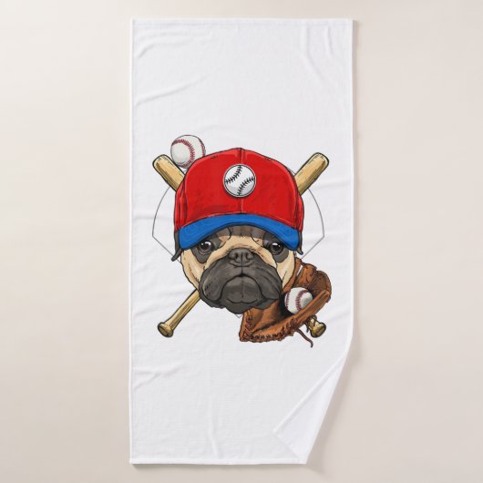 Baseball Player Coach Mops Dog Lover Mops Mama Badehandtuch (Badehandtuch)