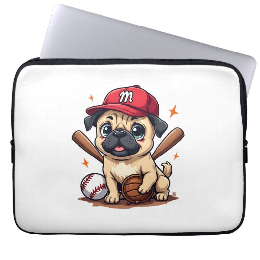 Baseball Player Coach Mops Dog Lover Mops Mama Laptopschutzhülle (Vorderseite)