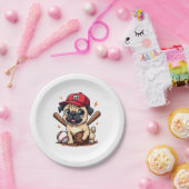 Baseball Player Coach Mops Dog Lover Mops Mama Pappteller (Party)