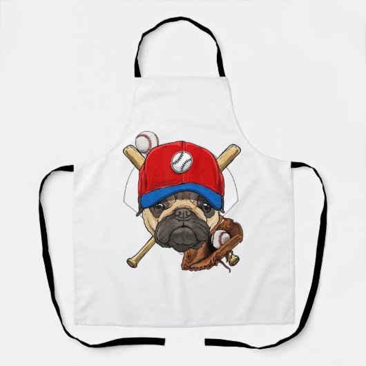 Baseball Player Coach Mops Dog Lover Mops Mama Schürze (Vorderseite)