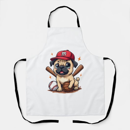 Baseball Player Coach Mops Dog Lover Mops Mama Schürze (Vorderseite)