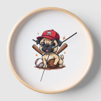 Baseball Player Coach Pug Dog Lover Pug Mom Uhr