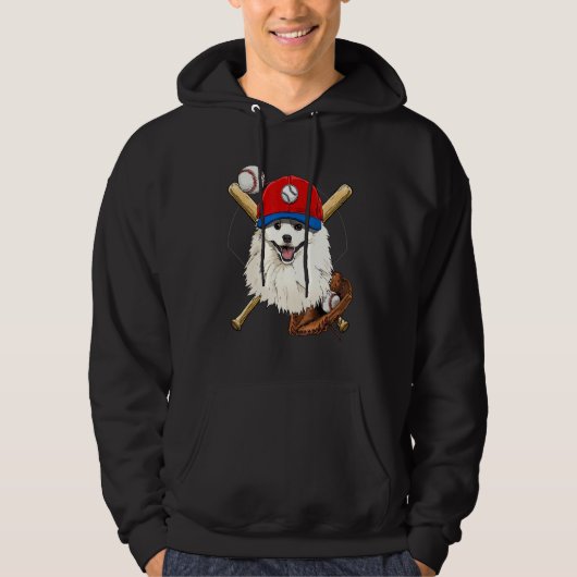 Baseball Player Coaches American Eskimo Pitcher Ca Hoodie (Vorderseite)