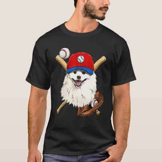 Baseball Player Coaches American Eskimo Pitcher Ca T-Shirt (Vorderseite)