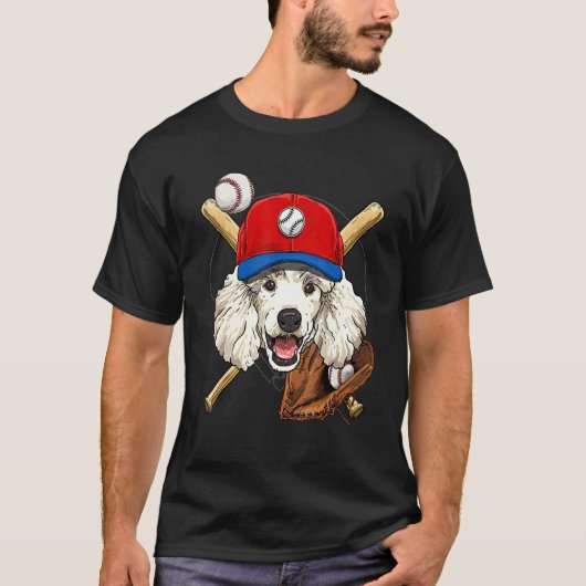 Baseball Player Coaches Poodle Dog Catcher Pitche T-Shirt (Vorderseite)