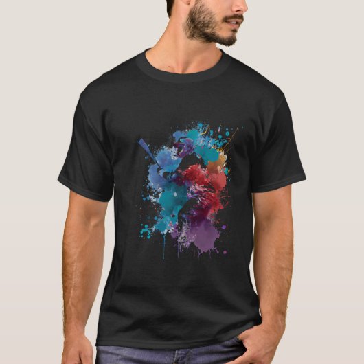 Baseball player colorful colors designs T-Shirt (Vorderseite)
