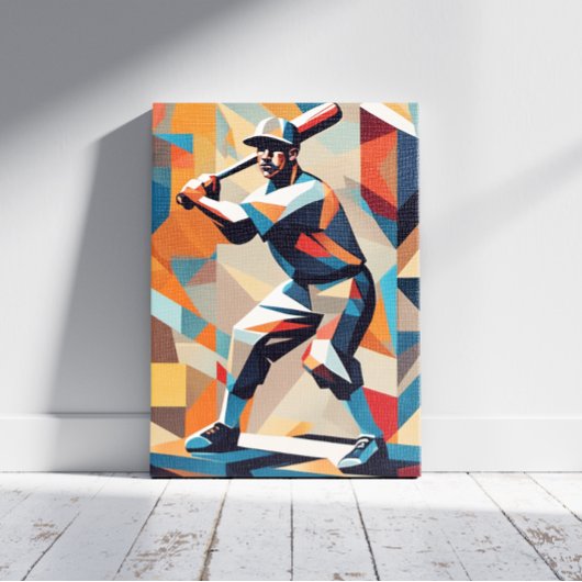 Baseball Player Cubism Canvas Print Leinwanddruck