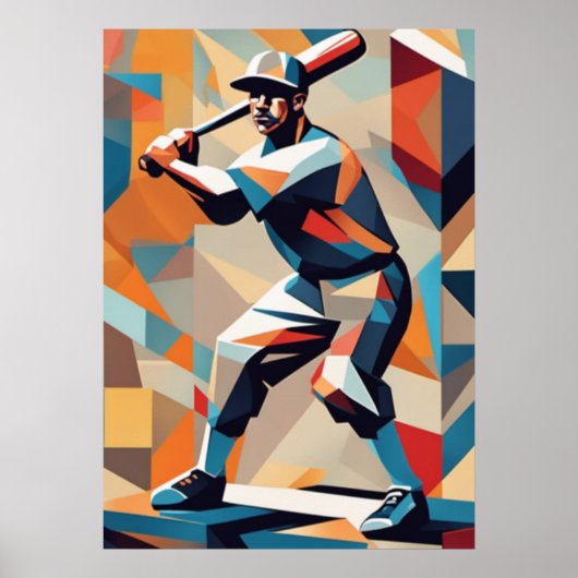 Baseball Player Cubist Poster (Vorne)
