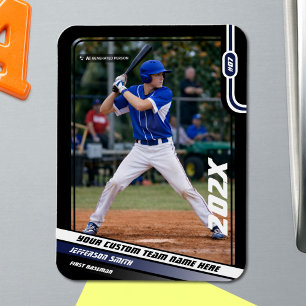 Baseball Player Custom Blue Magnet