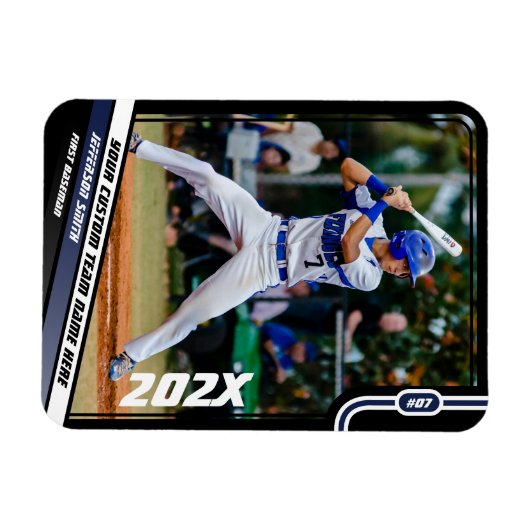 Baseball Player Custom Blue Magnet (Horizontal)