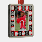 Baseball Player Custom Foto Weihnachtsschneeflocke Ornament Aus Metall (Rechts)